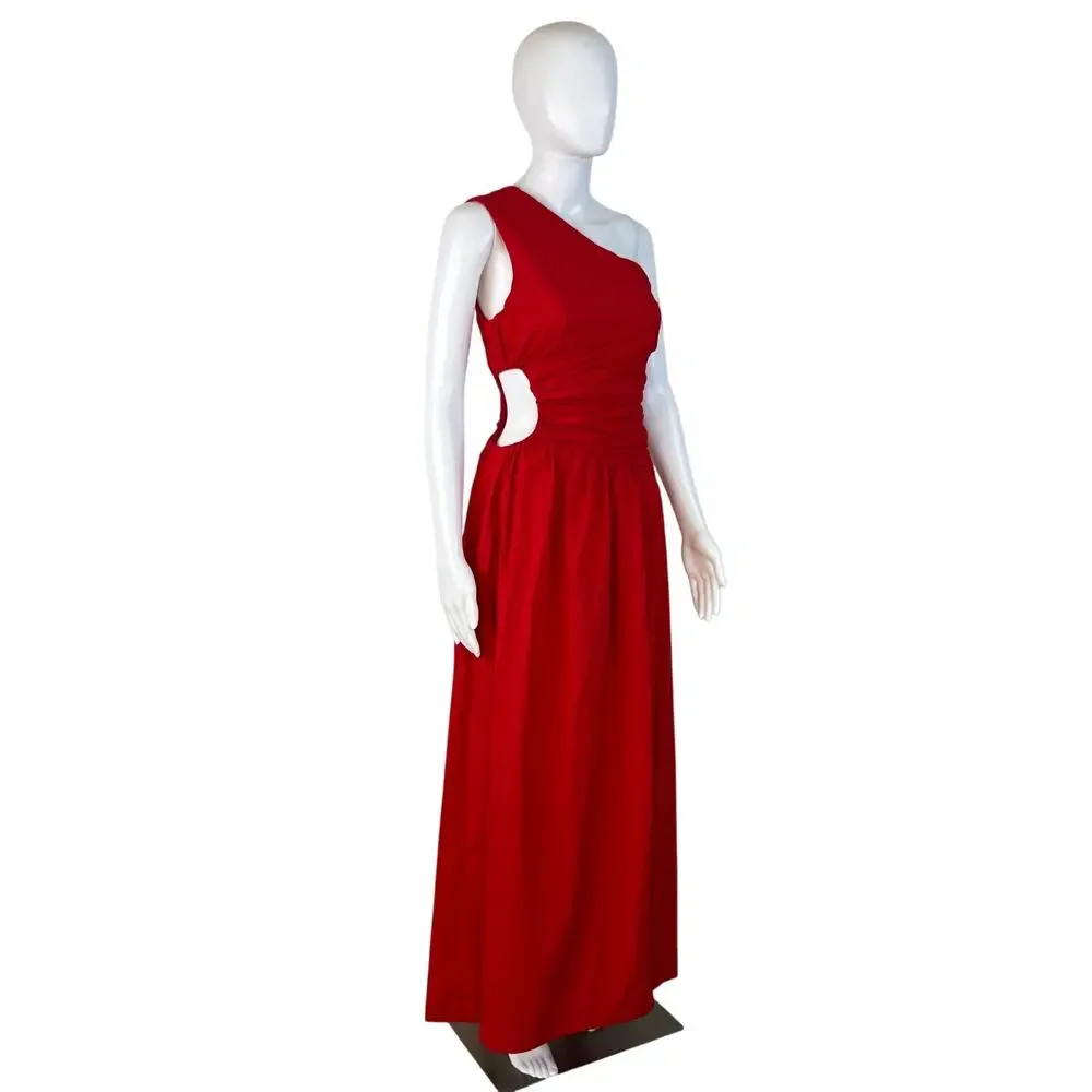 Abercrombie and Fitch Red Cutout Waist One Shoulder Dress (Sz XS)